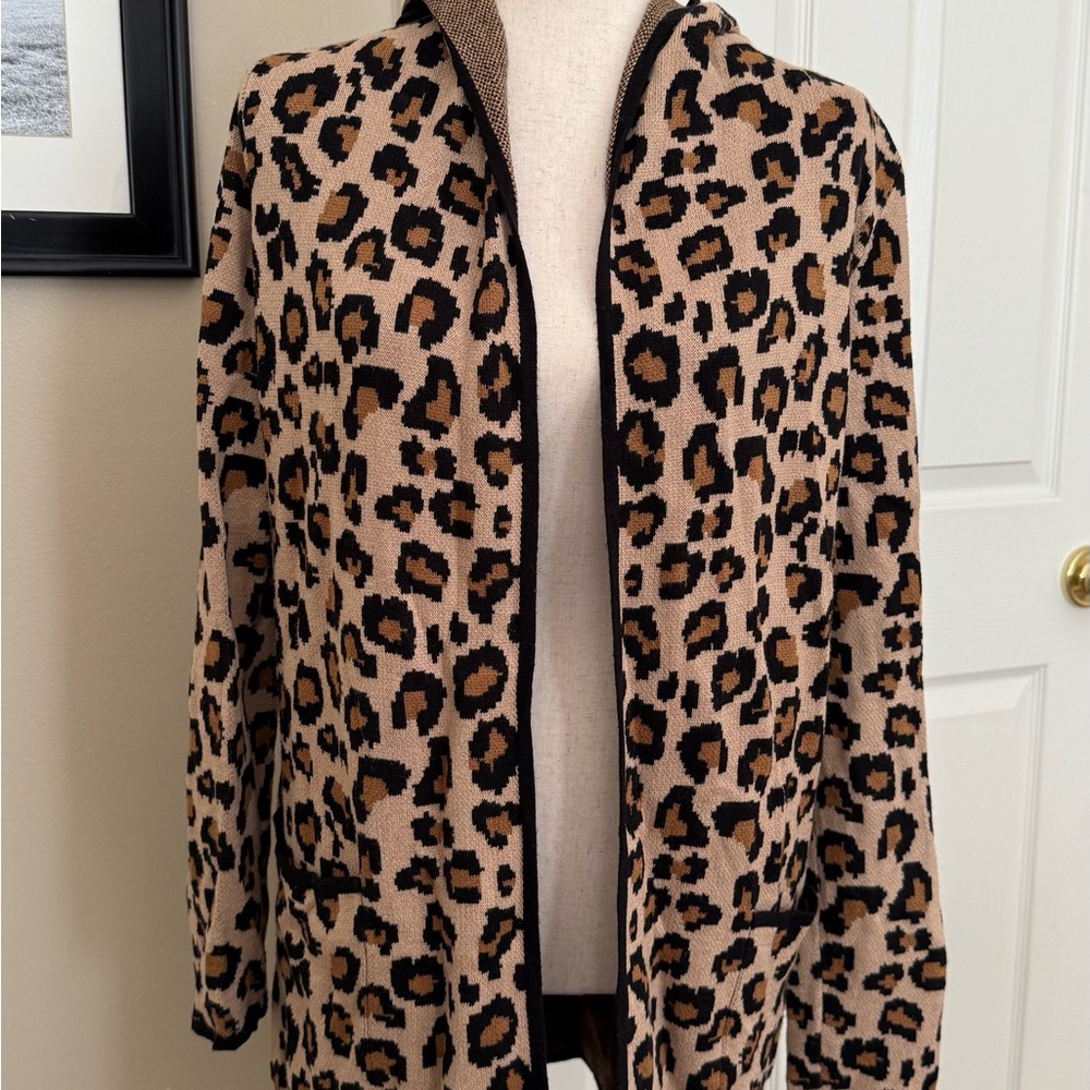 Rachel Zoe Brown and Black Leopard Cardigan Sweater